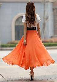 Robe Orange Et Blanche Robe De Mousseline De Soie Robe Maxi Robe Orange Mode Coloree Idees De Mode