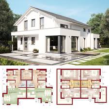 Modernes Zweifamilienhaus Mit Satteldach Bauen Haus Grundriss Nebeneinander Fertighaus Ideen In 2020 Haus Grundriss Zweifamilienhaus Architektur Haus Design