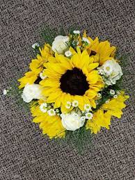 Hand Tied Bouquet Sunflower Flowers And White Roses Sunflower Flower Hand Tied Bouquet Flowers