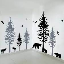 Tree wall art for baby room. Huge Pine Tree With Birds Wall Decals Baby Room Vinyl Sticker Nursery Wall Art Nature Decor Woodland Forest Large Wall Sticker Wall Stickers Aliexpress