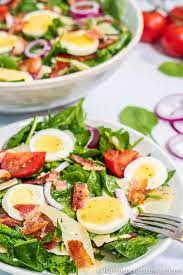 In a large bowl, combine the spinach, mayonnaise, and remaining bacon fat. Best Spinach Salad Recipe W Bacon And Eggs