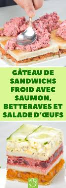 Gateau De Sandwichs Froid Avec Saumon Betteraves Et Salade D œufs En 2020 Recette Sucre Facile Garnitures Pour Aliments Alimentation