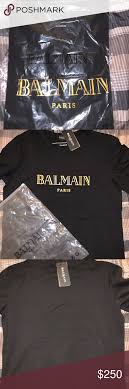 Balmain Black And Gold T Shirt Balmain Black T Shirt With Gold Letters In 2020 Black Tshirt Balmain Shirt Balmain