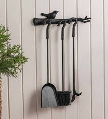 Compact Bird On Branch Fireplace Tool Set Hangs For Space Savings Handy Set Has Everything You Need To Ke Hanging Fireplace Fireplace Tool Set Fireplace Tools