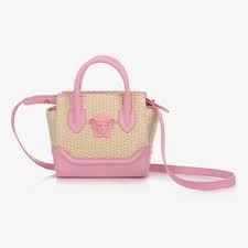 Versace Rozovo Bezhevaya Solomennaya Sumka 17sm Childrensalon