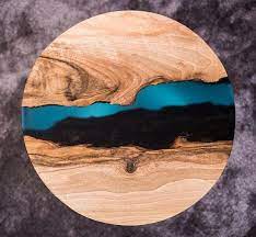 Round Live Edge River Bedside Coffee End Table With Resin Etsy Wood Resin Table Resin Table Wood Resin