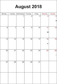 2018 August Calendar Vertical Blank Calendar Template Calendar Printables Calendar Word