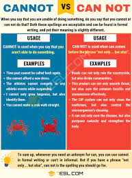 What is the difference between also and can? Cannot Or Can Not How To Use Can Not Vs Cannot Correctly 7esl