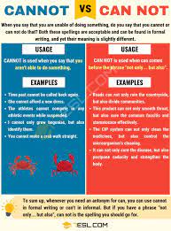 Here, it has a similar meaning to able to. Cannot Or Can Not How To Use Can Not Vs Cannot Correctly 7esl