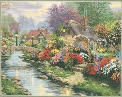 I first learnt about him while out shopping and spotted a new gallery with these amazing disney paintings inside. Thomas Kinkade Lamplight Bridge Cross Stitch Kit Cross Stitch Landscape Cross Stitch Kits Cross Stitch