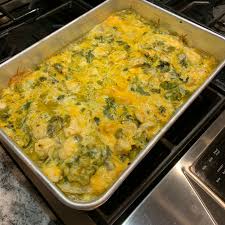 This is such an easy chicken enchilada casserole to make! Cheesy Green Chile Chicken Enchilada Casserole Recipe Allrecipes