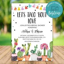 Printable bridal shower invitations template. Printable Taco Bout Love Bridal Shower Invitation Template Diy Bobotemp