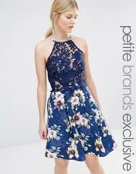 Image 1 Of Paper Dolls Petite Halter Neck Prom Dress With Floral Skirt And Lace Overlay Bodice Vestidos Vestidos De Dia Vestido De Graduacion