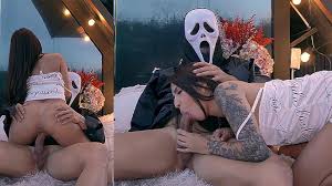 Halloween sex Ashley Sanz fucks with mask guy she just met