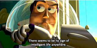 If Buzz Doesn T Realize He S A Toy Then Why Does He Freeze Up When Humans Enter The Room Funny Pictures Toy Story Toy Story Buzz Lightyear