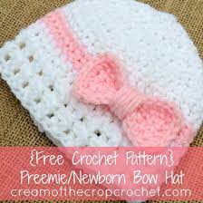 Preemie Newborn Bow Hat Pattern Cream Of The Crop Crochet Crochet Baby Patterns Newborn Crochet Patterns Crochet Hats