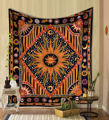 Mysky home orange blackout curtain 63 inches length,grommet thermal insulated room darkening curtain panel for living room bedroom,52 x 63 inch,1 piece. Amazon Com The Art Box Aesthetic Room Decor Bedroom Wall Decor Trippy Tapestry Indie Aesthetic Sun Moon Wall Decor Hippie Tie Dye Tablecloth Psychedelic Bedspread 100 Cotton Orange 140x210 Cms Everything Else