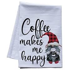 There are 8119 coffee kitchen towel for sale on etsy, and they cost $12.40 on average. Amazon For Coffee Makes Me Happy Gnome Premium Kitchen Towel Extra Large Flour Sack Tea Towel Dish Towel Coffee And Gnome Themed Gifts For Home Decor Made In The Usa