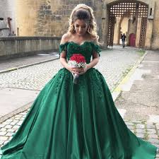 Hunter Green Wedding Dresses Satin Prom Dresses Ball Gowns Off Shoulder Dress Green Quincea Prom Dresses Ball Gown Wedding Gown Off Shoulder Ball Gowns Wedding