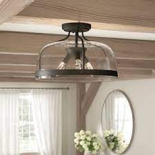 Gracie Oaks Lovelle 3 Light Semi Flush Mount Birch Lane Semi Flush Ceiling Lights Farmhouse Kitchen Light Fixtures Kitchen Lighting Fixtures