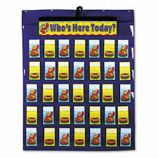 Carson Attendance Multiuse Chart 35 Pockets Two Sided Cards Blue Cdpcd5644