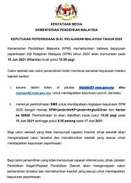 Mohon.matrik@moe.gov.my sila ikuti arahan dan dapatkan keterangan / tindakan / makluman lanjut melalui laman sistem aplikasi semakan tawaran tersebut Keputusan Spm 2020 Diumumkan Esok 10 Jun Ini Cara Lakukan Semakan Atas Talian Dan Sms Buzzkini