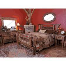 Bedrooms with walls clad in reclaimed wood have a certain sense of tranquility, an inviting aura, and natural charisma that sets them apart from the mundane. Wasatch Reclaimed Barnwood Bedroom Set Log Cabin Rustics