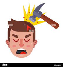 Schlagen Sie eine Person mit einem Hammer auf den Kopf. Flache  Vektordarstellung Stock-Vektorgrafik - Alamy