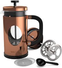Bonvivo Gazetaro I Large French Press Coffee Maker Glass French Coffee Press Machine Made Of Heat Resistant Stainless Steel And Borosilicate Glass In Copper Finish With Filter 30 Oz Amazon De