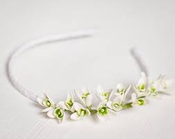 Snowdrop Bridal Headband Wedding Hair Piece Floral Crown Etsy Bridal Flower Headband Bridal Flower Crown Wedding Hair Headband