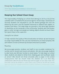 You will feel better when you purge unnecessary possessions and an unclean house does not allow creative ideas to flow freely. Keeping Our School Clean Free Essay Example