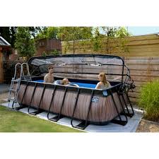 Exit frame pool 300cm durchmesser mit dach. Exit Stone Pool 400x200x100cm Mit Abdeckung Und Sandfilterpumpe Grau Exit Toys