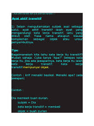 Baginda mengurniakan hadiah kepada pembesar istana itu. Ayat Aktif Transitif Dan Ayat Aktif Tak Transitif