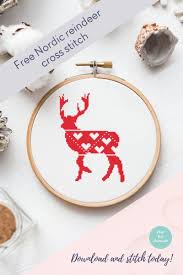 This gorgeously colorful cross stitch pattern uses bright and complimentary colours for a vibrant and fun project. Free Nordic Stag Cross Stitch Pattern Craft With Cartwright Cross Stitch Patterns Christmas Cross Stitch Patterns Stitch Patterns
