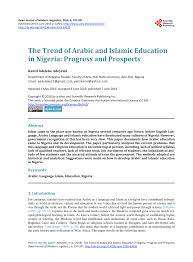 Pdf The Trend Of Arabic And Islamic Education In Nigeria Progress And Prospects