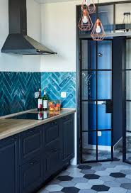 Фото из проекта contemporary kitchen with blue backsplash. 75 Beautiful Kitchen With Black Cabinets And Blue Backsplash Pictures Ideas July 2021 Houzz