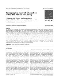 Pdf Radiographic Study Of Bit Position Within The Horses