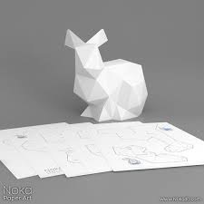Bunny 3d Papercraft Model Downloadable Diy Template Etsy In 2021 Paper Crafts Origami Paper Paper Art