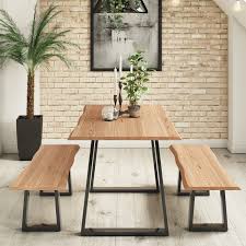 At king dinettes, we are a one stop shop that you will get what you. Orson Industrial Solid Wood Dining Set With Table 2 Dining Benches Buyitdirect Ie