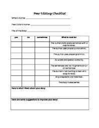 Peer Editing Checklist Editing Checklist Peer Editing Checklist