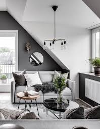 Attic Living Area In Grey Coco Lapine Design Minimalist Living Room Scandinavian Design Living Room Minimalist Living Room Furniture