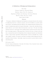 When the place is mentioned in the date of a deed, the law intends, unless the contrary appears, that it was executed at the place of the date. Pdf A Definition Of Background Independence