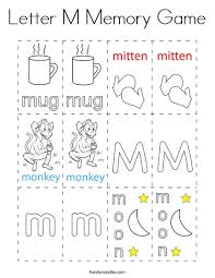 Coloring pages for kids pdf free mitten. Letter M Memory Game Coloring Page Twisty Noodle