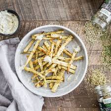 Parsnip Fries With Rosemary Lemon Aioli Vegan Fries Parsnip Recipe Parsnip Fries Parsnips Aioli Recipe