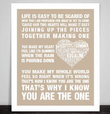 Kodaline The One Music Song Lyric Print Poster Art Valentine Wedding Gift Dance Song Lyric Print Song Lyrics Art Lyric Prints