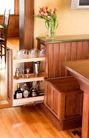 Slide Out Liquor Cabinet Behind Dining Booth Mission Style Kitchens Dining Nook Home
