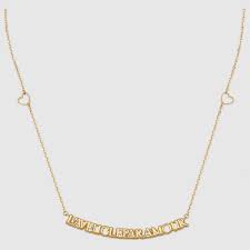 Shop The L Aveugle Par Amour Necklace By Gucci A Necklace In Yellow Gold With Heart Charms Interlocking G And The Now Iconic Phrase L Aveugle Par Amour Intro