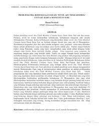 Contoh review jurnal ilmiah (pengaruh kepemimpinan, budaya organisasi dan lingkungan kerja serta kepuasan kerja terhadap kinerja pegawai wilayah kecamatan kota tarakan) the purpose of this study is to determine the significance of the influence of the leadership, organizational culture and work environment to employee performance and job. Pdf Problematika Kebudayaan Dalam Novel Aku Tidak Membeli Cintamu Karya Desni Intan Suri Abstract