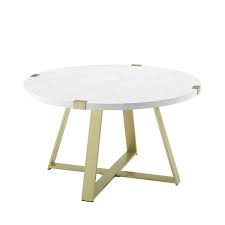 Shop for the canada coffee table at eurway modern + get free shipping on orders over $75. Walker Edison Round Coffee Table White Faux Marble Gold Lowe S Canada
