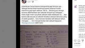 Ketua persatuan guru honorer murni (pghm) provinsi lampung tekad yuliono, s.pd.i. Gegara Unggah Gaji Rp 700 Ribu Di Facebook Guru Honorer Dipecat Suara Malang